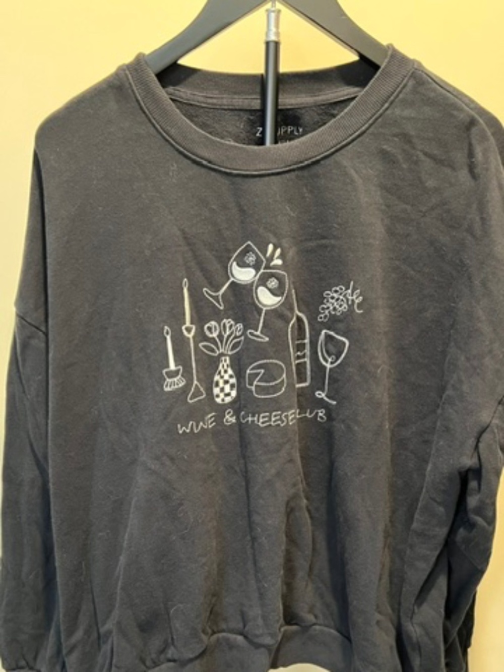 Z Supply Wine Theme Sweatshirt Faded Black